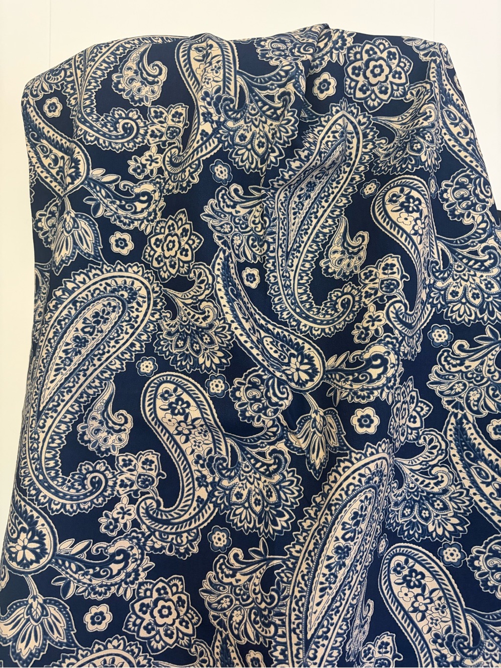 Navy and Cream Paisley Fabric